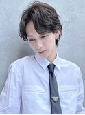 ツイストスパイラルパーマツーブロックマッシュメンズマッシュ