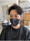 波巻きツイストスパイラル かき上げ 七三 ツーブロックカット