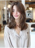☆オリーブグレーココアベージュ小顔クラゲヘアー/黒髪/髪質改善