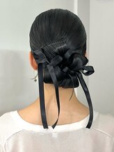 タイトリボンアレンジ　　［横浜駅/アレンジ/着付け/お呼ばれ/ヘアセット/卒業式/成人式/結婚式/横浜］