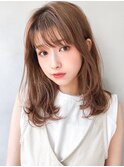 前髪薄めバングセミディ20代30代40代◎斜めバング#296f0421