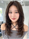 ハイライトカラーミルクティーベージュレイヤーカット