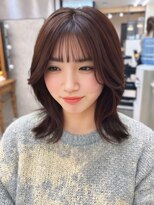 ジゼル 博多(GiseL)&nbsp;ミディアム レイヤー 顔周りカット 前髪 チェリーレッド  20代