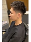 かき上げショートレイヤーくせ毛風パーマフェードカット