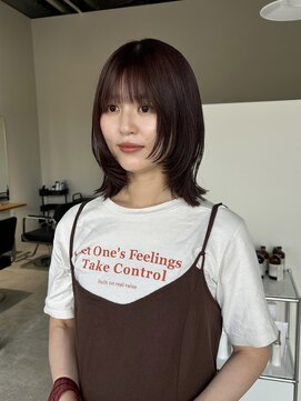 アワイ(awai) ウルフボブ/葡萄色