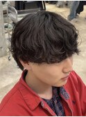 シャドウパーマメンズカット無造作パーマ大きめカールラフパーマ