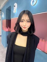 ジーナ 名駅(XENA.)&nbsp;内巻き 韓国ボブ タンバルモリ 黒髪 重め シースルーバング