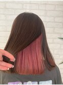 ミディアムヘア/インナーカラー/ピンクカラー