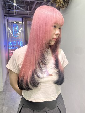 グロウ 渋谷西口(grow) 【ペールピンク×裾ブラック】レイヤースタイル☆