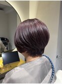 ピンクバイオレットカラー×ショートボブ