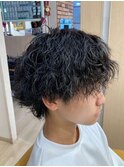 メンズマッシュウルフツイストスパイラルパーマ