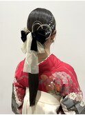 卒業式袴着付け/ヘアセット/振袖/池袋着付け/水引き銀箔アレンジ
