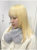 抜きっぱなしブリーチホワイトブロンド切りっぱなしダブルカラー