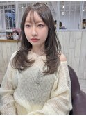 ワンカールヘア/顔まわりカット/ロングレイヤー/グレージュ