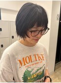 顔周りレイヤーハッシュボブ/小顔丸みボブ/西千葉