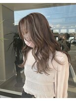 ナンバー(number+)&nbsp;透明感カラー★ハイライトミルクティーベージュ外ハネボブ