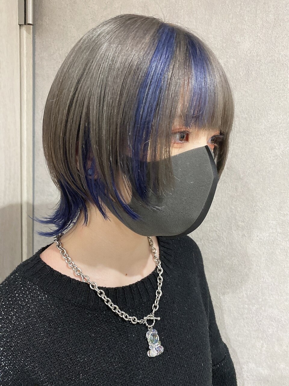 グラデーションシルバーミンク　ショートジレ シアサッカー ドルフィン ショートパンツ