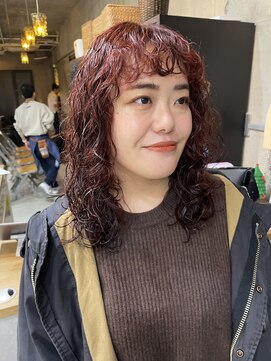 ナループロアオハナ(Nalu pu loa ohana) ウルフパーマ/レイヤーパーマ/オレンジブラウン/ウェーブパーマ