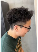 大分メンズツイストスパイラルパーマショートツーブロック