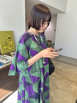 ヘアーアイストゥーレ(HAIR ICI TRE) ボブ マロンブラウン フェイスレイヤー 担当桜桃