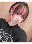 ペールピンクインナーカラーショートウルフ