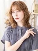 前髪パーマ外国人風ゆるふわミディアムTd1大宮20代30代40代