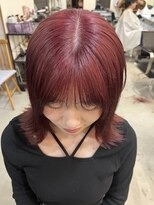 ラック 津田沼(LUCK)&nbsp;レッド/津田沼/韓国ボブ/ケアブリーチ/似合わせカット