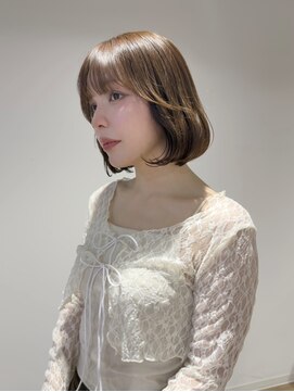 ヒョンミョン ライズバイレボ 柏西口店(hyon myon/RISEbyREVO) くびれボブ/顔周りカット/ヘーゼルベージュ