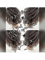 トルネード(TORNADO)&nbsp;外国人風ボブ ハイライトバレイヤージュ ソフトウルフ白髪ぼかし