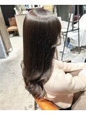 くびレイヤーグレージュエモージュ大人ブラウンカラーロング