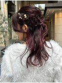 お花アレンジ  フルールヘア　お呼ばれアレンジ　ヘアセット