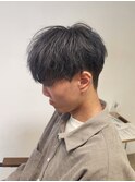 刈り上げショートマッシュニュアンスパーマアッシュグレーカラー