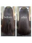 酸性ストレートで艶めく髪へ　髪質改善　ストレート　縮毛矯正