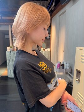 ヨハク 大阪梅田中崎町(yohaku) <112>切りっぱなし×ブリーチ・ダブルカラー♪レイヤーカットも