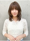 ★大人可愛い20代30代40代ミディアムレイヤー