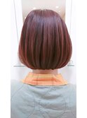【ぱつっとボブ×レッドブラウン】