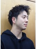 アップバングタイト　ツーブロック 　にパーマで動きをプラス