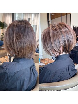 バンプ ギンザ(BUMP GINZA) 30代、40代/丸みとくびれショートボブ×白髪染めハイライト/大宮