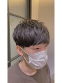 アッシュグレージュマッシュソフトツーブロックショートレイヤー