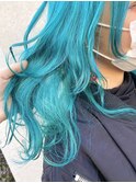 ターコイズブルー＊ダブルカラー/ケアブリーチ/ハイトーン