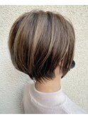 大人可愛い30代40代50代◎大人ナチュラルレイヤーショートボブ