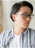 七三オールバック黒髪モテタイトストレートセミウェットE新所沢