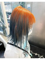シェリ ヘアデザイン(CHERIE hair design)&nbsp;ルーツカラーオレンジ×アクアブルー☆