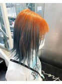 ルーツカラーオレンジ×アクアブルー☆