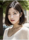 丸顔さんオススメ！前髪長め大人ボブ【スタイリスト桂口】