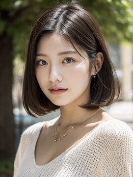 ケンジ 洋光台(KENJE) 丸顔さんオススメ！前髪長め大人ボブ【スタイリスト桂口】