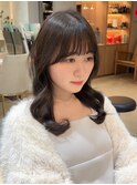 ■黒髪カタログボブルフネビージュ小顔に見せるヘアワンレン
