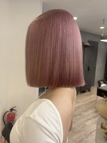 ハイトーンボブミルクティーベージュピンクベージュダブルカラー