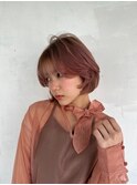 透明感ショート/春カラー/ブリーチなし/顔まわり