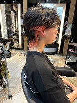 メンズ韓国ヘア　イヤリングカラー レッド インナーカラー